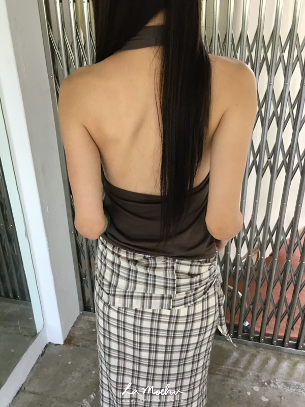 繞脖削肩車線棉質背心